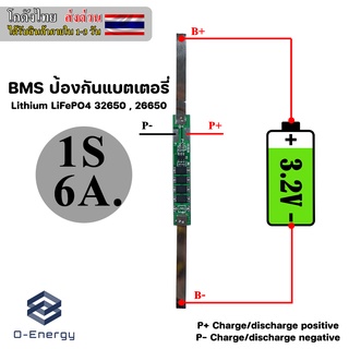 BMS รุ่นใหม่ ป้องกันแบตเตอรี่Lithium LiFePO4 32650 , 26650  3.2V 6A.