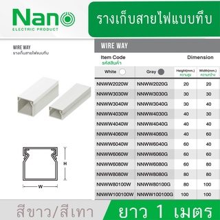 Nano ราง รางเก็บสายไฟ แบบทึบ วายเวย์ WIRE WAY ตัดยาว 1 เมตร สีขาว สีเทา