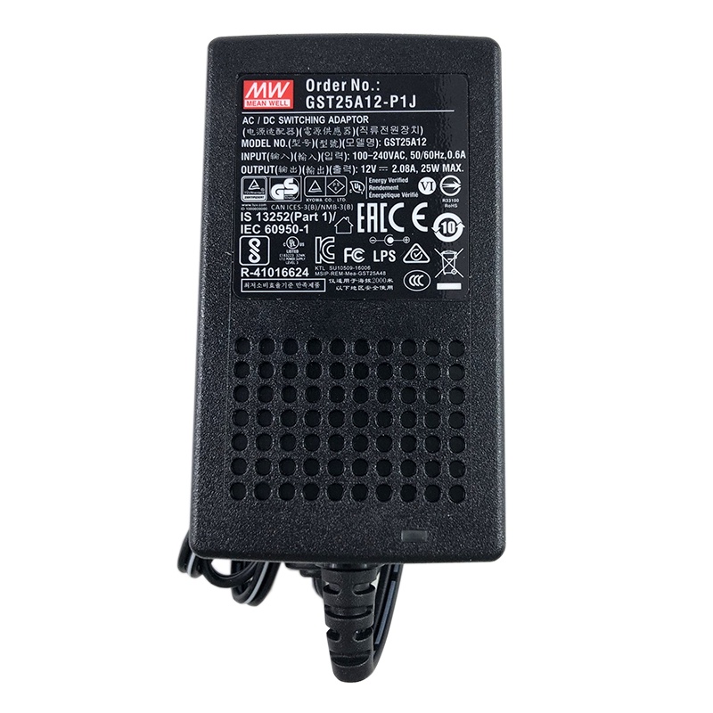Gst25a12-p1j MEAN WELL Desktop Adaptor 110V220VAC ถึง 12VDC 2.08A 25W Meanwell ระดับ VI อะแดปเตอร์ S