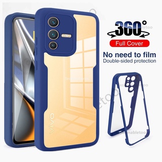 เคสโทรศัพท์มือถือ ซิลิโคนนิ่ม TPU ใส กันกระแทก 360 องศา สําหรับ Vivo V23 V 23 4G 5G