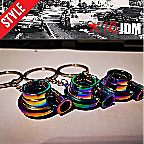 JDM Mini Turbo Turbocharger Keychain Spinning Turbine Key Chain Ring Keyring Keyfob Car Keyring Car 