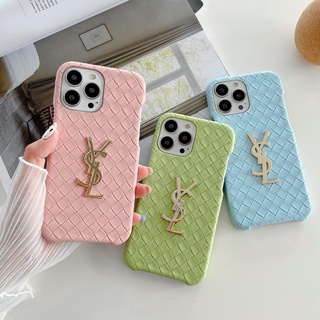 เคสโทรศัพท์มือถือหนังนิ่ม ลายสาน แบรนด์หรู แฟชั่น สําหรับ iPhone 14 13 Pro 12 Pro Max 14 Pro Max 12 Pro 13 Pro Max