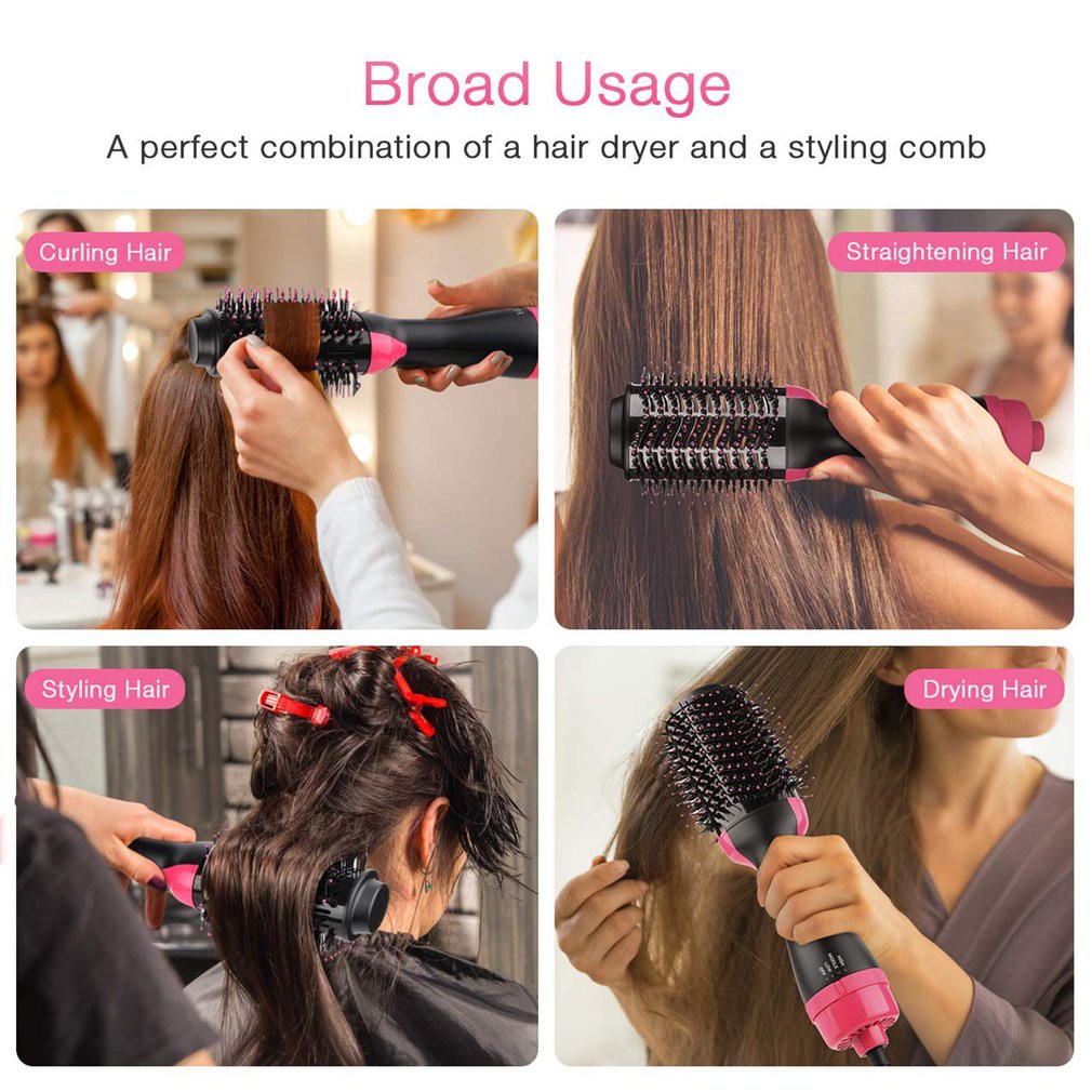One Step 1000W Hair Dryer Hot Air Comb Negative Ion Blow Hair Curler ...