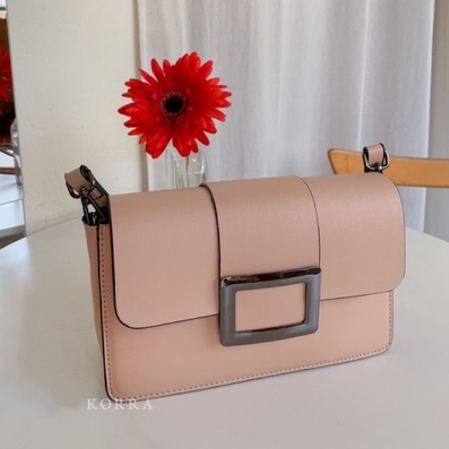 (ไม่ผลิตเพิ่ม)KORRA BELT BAG เบลท์ สี APRICOT นู้ดอมชมพู สายปรับระดับได้