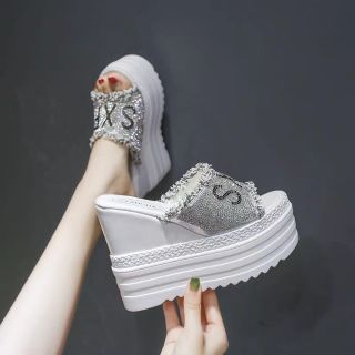 พร้อมส่ง!! รองเท้าส้นเตารีด สูง13cm. ดำ39