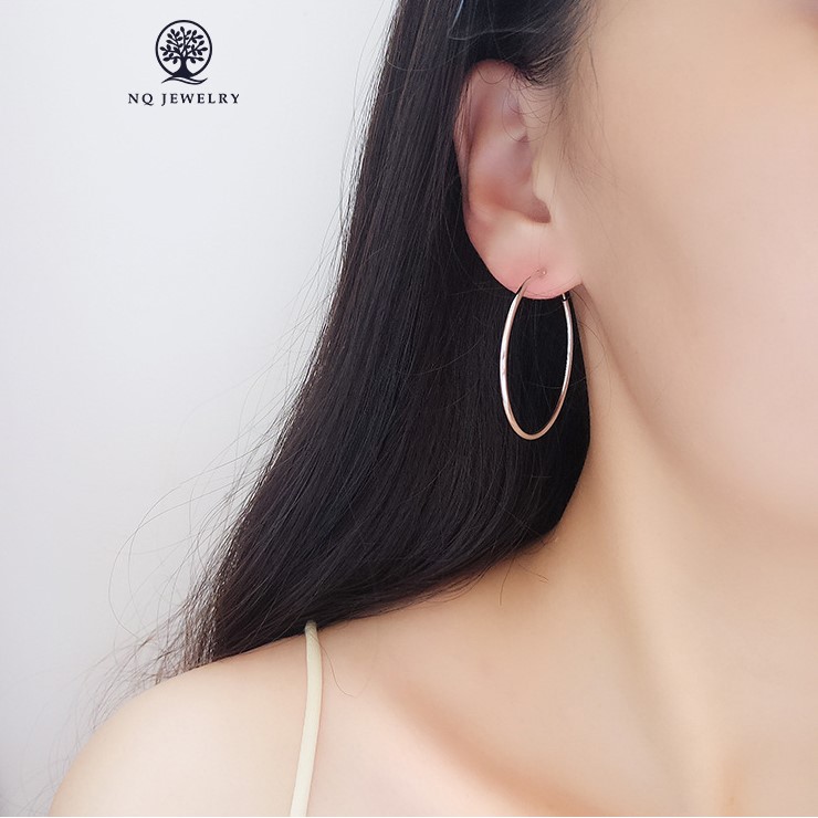 ต่างหู S925 ทรงกลมขนาดใหญ่ - ต่างหูเครื่องประดับ S925 NQ