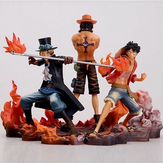 โมเดลฟิกเกอร์ PVC อนิเมะ One Piece D Luffy Ace Sabo Three Brothers ของเล่นสะสม สําหรับเด็ก 3 ชิ้น