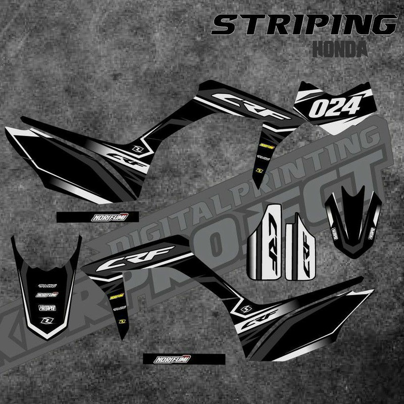 สติ๊กเกอร์รถจักรยานยนต์ CRF HONDA 01 RACING SUPERMOTO TRANSPARENT STRIPING สติ๊กเกอร์ตัวแปร