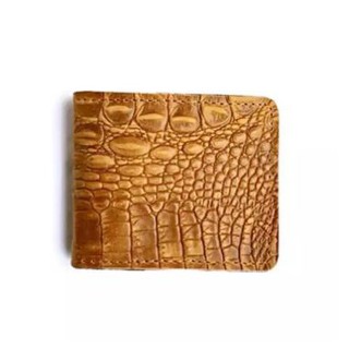 กระเป๋าสตางค์ใบเล็ก2พับมีซิปใน หนังแท้ อัดลายจระเข้ Genuine Leather Wallet Crocodile Leatrher Wallet for Men