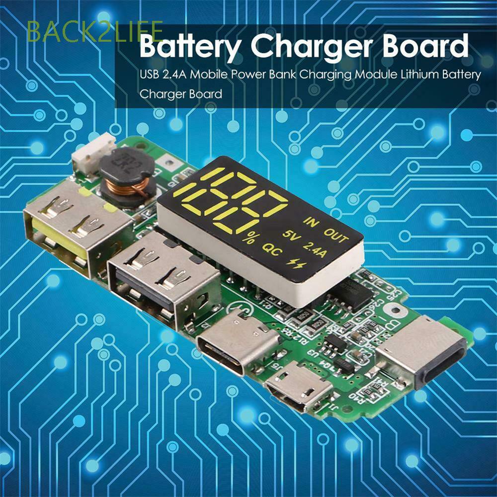 BACK2LIFE Durable 18650 Charging 5V 2.4A Lithium Battery Charger Battery Charger Board Dual USB LED Digital Screen Charging Module Micro/Type-C USB for Mobile Power Bank Circuit Protection USB Charging