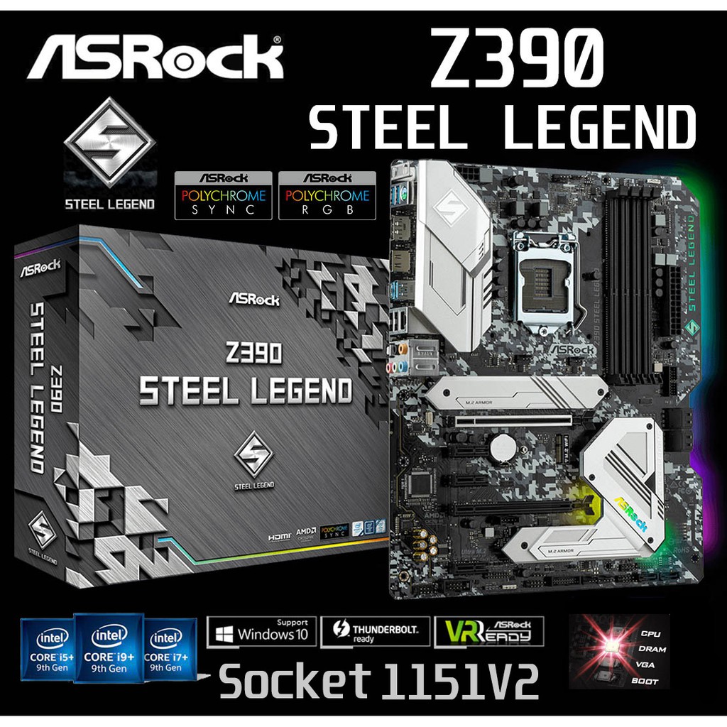 Mainboard INTEL ASROCK Z390 STEEL LEGEND (Socket 1151V2) มือสอง พร้อมส่ง แพ็คดีมาก!!!