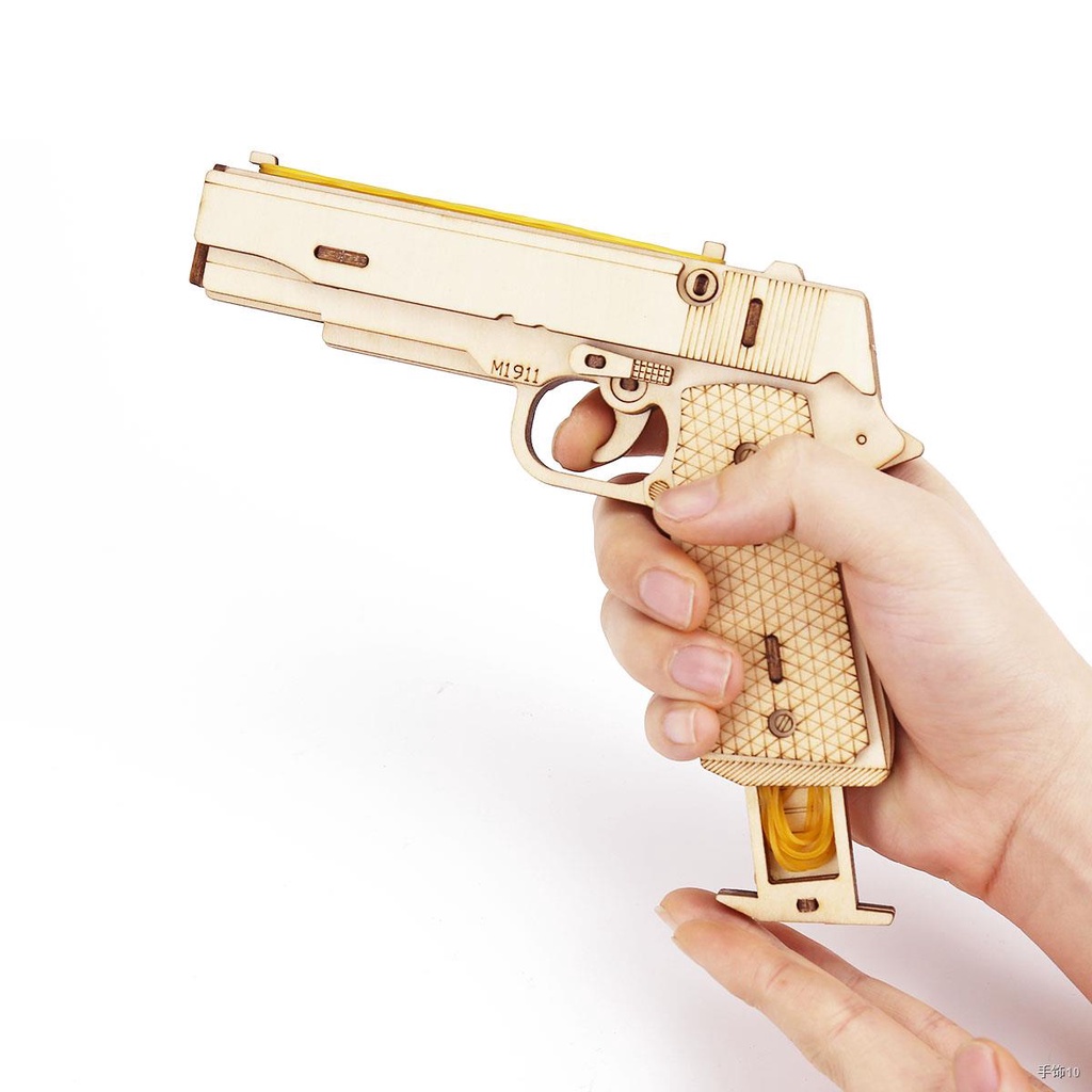 ۩◆M1911 Pistol Toy Rubber Band Gun 3D Wooden Mechanical Handgun Model Kit Assembly Building Puzzle Birthday Gifts For Ki