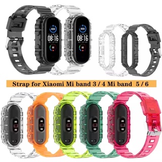 สำหรับ Xiaomi Mi Band 7 สายคล้องคอ Soft TPU Mi Band 7 สีใส 7 สายรัดสร้อยข้อมือ