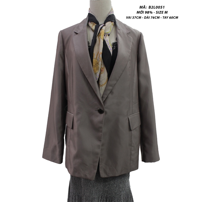 Korean Blazer สีระบายเบาๆ ดีไซน์ 1 ปุ่ม เรียบหรู - 98% ใหม่ - Size M - CODE B2L0051