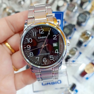 นาฬิกา CASIO ของแท้ รับประกันศูนย์ รุ่น MTP-V002D นาฬิกาผู้ชาย กันน้ำ บอกวันที่ สายแสตนเลส ของใหม่ อุปกรณ์ครบ