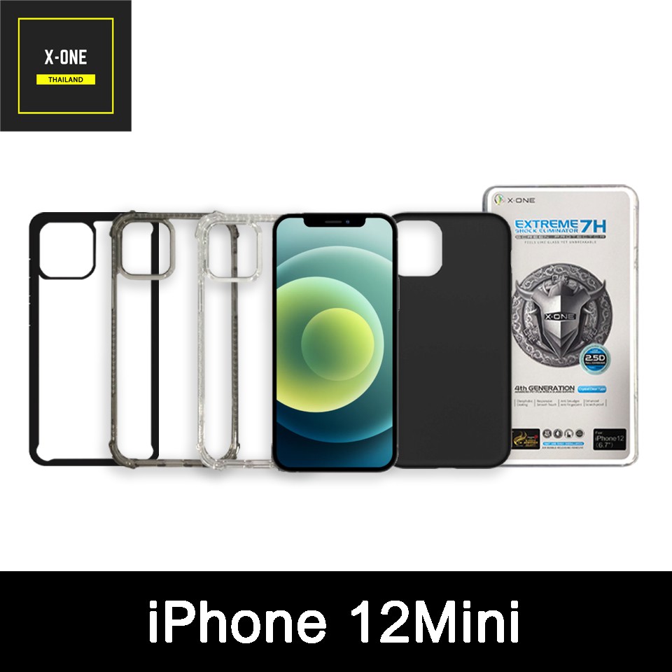 XONE ฟิล์มและเคสสำหรับiPhone12Mini ฟิล์มป้องกันจอแตก เคสกันกระแทก และเลนส์กล้อง