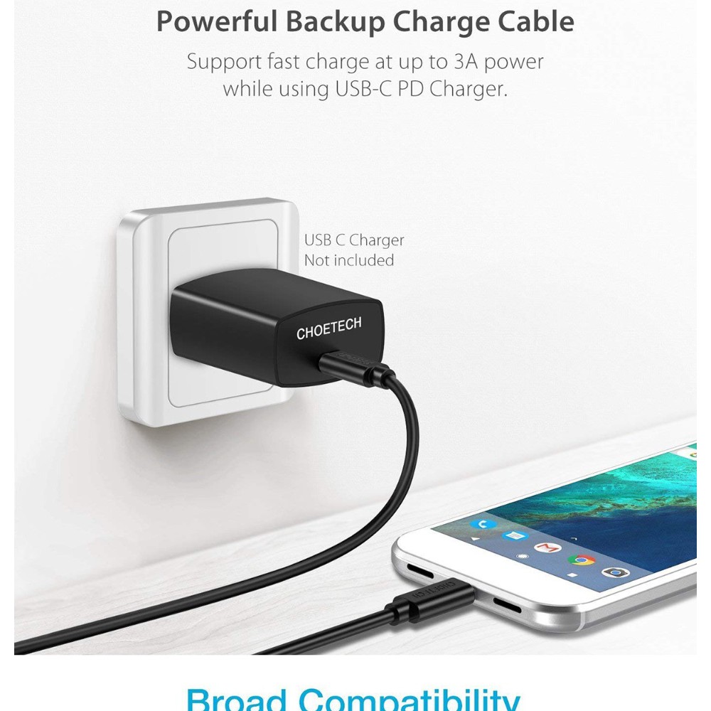 [CHOETECH]สายชาร์จเร็ว type c สายเคเบิล USB-C เป็น USB-C ชาร์จไว โอนถ่ายข้อมูลเร็ว คุณภาพดี