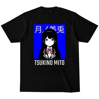 เสื้อยืดคอกลม พิมพ์ลาย Nijisanji Tsukino Mito สีดํา สีขาว สําหรับผู้ชาย และผู้หญิงS-5XL