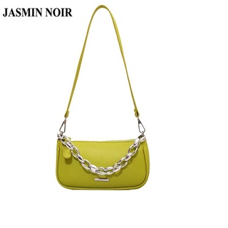 Jasmin Noir กระเป๋าสะพายไหล่ กระเป๋าถือ หนัง PU แต่งสายโซ่คล้อง สําหรับสตรี