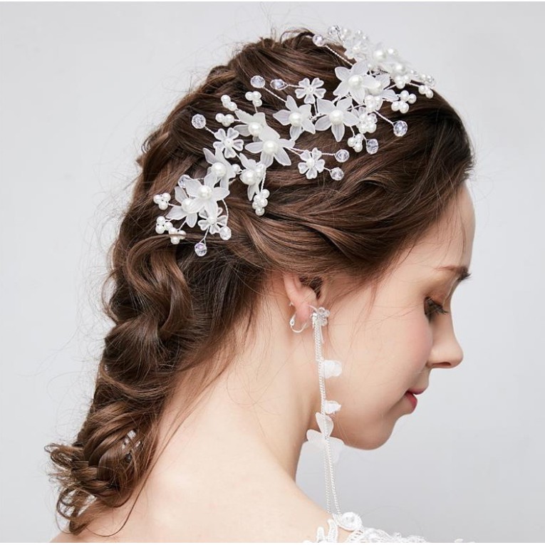 2019 new handmade hair accessories bride hair band flower wedding  accessories | Shopee Thailand