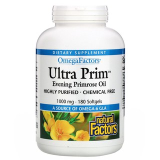 Natural Factors, OmegaFactors, Ultra Prim, Evening Primrose Oil, 1000 mg, 180 Softgels and 240 Softgels