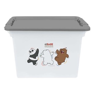 กล่องเก็บของ กล่องเก็บของฝาล็อค 6662 WE BARE BEARS 21 ลิตร สีขาว กล่องพลาสติก