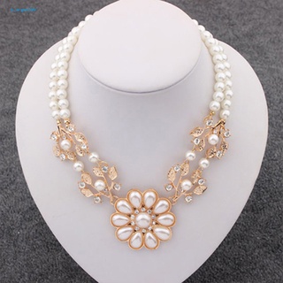 b_argon399 Faux Pearl Pendant Double-Layer Necklace Exquisite for Dating