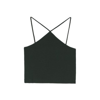 PAING เสื้อสายเดี่ยว ทรงสั้น รุ่น Basic Tank 009 (Hunter Green Color)