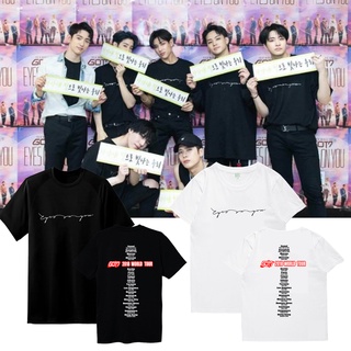 [พร้อมส่ง] เสื้อยืด Got7 world tour 2018  ไม่มีตะเข็บข้าง คอกลมสีดำ-ขาว S-3XL Cotton100%