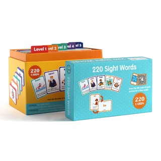 Saalin 220 Sight Words Flashcards แฟลชการ์ด บัตรคำ จำนวน 220ใบ แบ่งเป็น5ระดับ