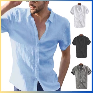 Short Sleeve Shirts Men Summer Solid Color Shirt Tops M-3XL