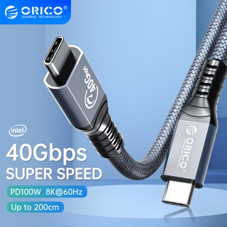 Orico Thunderbolt สายเคเบิลข้อมูล 4 Type C ยาว 2 ม. เข้าได้กับวิดีโอ 4 8K @60Hz Type USB C PD100W ชาร์จเร็ว 40Gbps