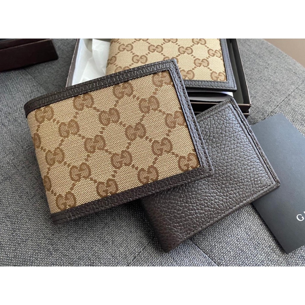 Gucci Men’s Trifold wallet GG Monogram Beige brown in Canvas/Leather