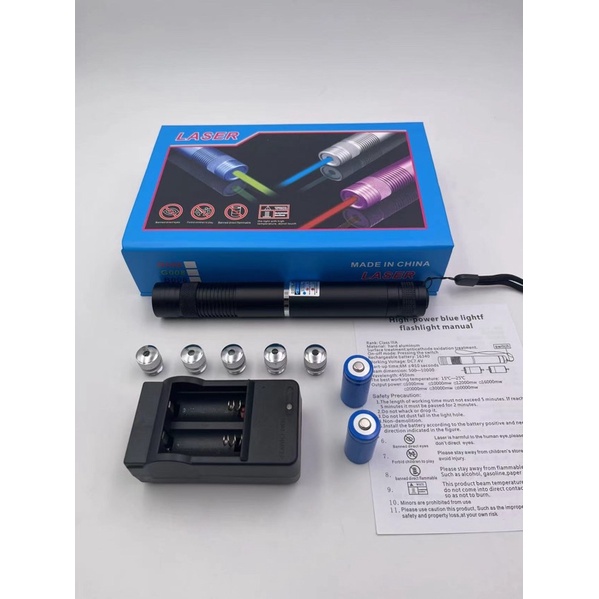 เลเซอร์พกพา ความเข้มข้นสูง high power blue laser 50000mW จุดไฟ ได้