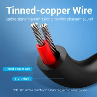 Vention 2 Rca Male To 2 Rca Male ชุบทอง สายเสียงสเตอริโอ Audio Cable for DVD TV Amplifier CD Soundbox