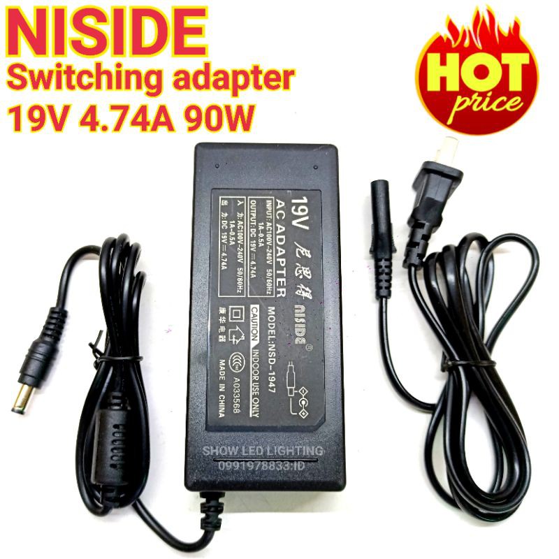 adapter NISIDE 19v 4.74a 90w switching power supply สวิตชิ่งพาเซอร์ซัพพลาย หม้อแปลงไฟ อะแด็บเตอร์แปลงไฟ