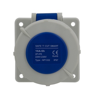 Safe-T-Cut Smart : Panel Mounted Socket (IP67) 2P+E : Straight 3P