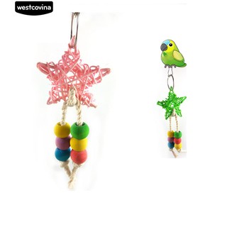 ลูกปัดนกห้าจุดรูปแบบกรง Swing Chewing Climbing Parrot Toy