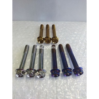 อารัตน์นอตซิ่ง น็อตยึดท่อเดิม PCX ,click สแตนเลสขัดเงา, สีทอง,สีไทเท หัวเจาะดอกไม้( 1ชุด=3ตัว)