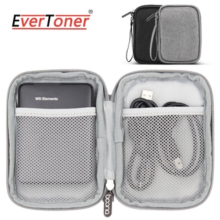 Evertoner กระเป๋าใส่หูฟัง ผ้าออกซ์ฟอร์ด สายเคเบิล USB เคสชั้นเดียว กระเป๋าฮาร์ดดิสก์ไดรฟ์ กระเป๋าซิปล็อค เคสพกพา