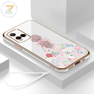 Zymello เคส OPPO Reno 7Z 5G Reno6 Z 5G Reno 5 5G Reno 7 5G Reno 6 5G Reno 4 4G Reno 4F Reno 5F เคสโทรศัพท์ซิลิโคนสาวดอกไม้หรูหราระดับพรีเมียม