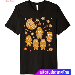 เสื้อยืดคอกลมWant Shoes เสื้อยืดลำลอง Star Wars Gingerbread Cookies Galactic Empire Holiday Premium T-Shirt Popular T-sh