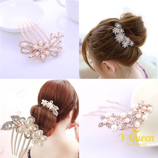 Bridal Hairpin Pearl Flowers Wedding Crystal Rhinestone Hairpin Diamante Clip Hair Comb Pin Comb