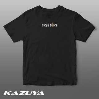 แขนสั้นcrew neck DV-0012 FF FREE FIRE เสื้อยืด ลายโลโก้เกมS-XXXXL