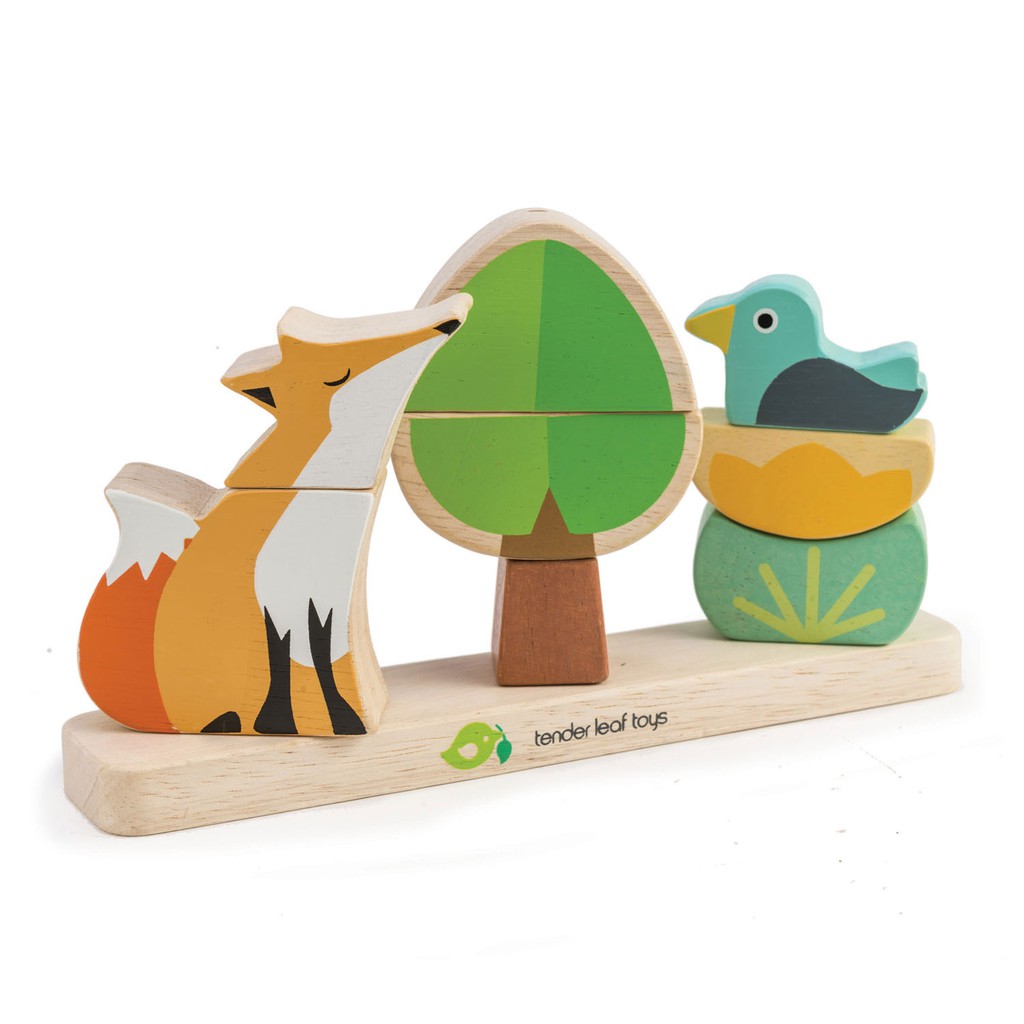 Tender Leaf Toys ของเล่นไม้ ของเล่นเสริมพัฒนาการ ชุดตัวต่อแม่เหล็กหมาป่า Foxy Magnetic Stacker
