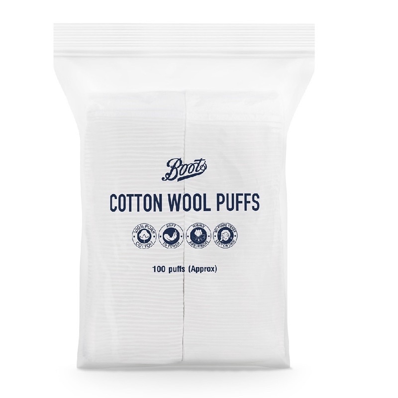 BOOTS COTTON WOOL PUFFS บู๊ทส์ คอทเทิน วูล พัฟส์ 100 แผ่น