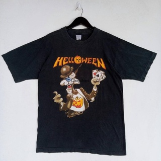 ROUNDคอลูกเรือNeckใหม่ เสื้อยืดลําลอง แขนสั้น พิมพ์ลาย Helloween Power Metal Band Tour Tee Ekmlng29Hbngnm15 สไตล์วินเทจ