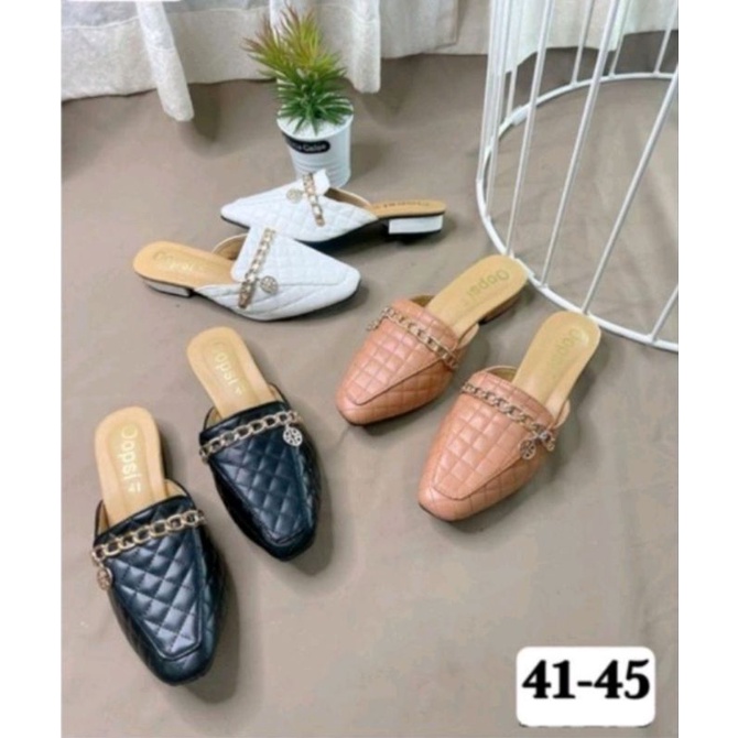 พร้อมส่ง เปิดส้นหน้าโซ่เล็ก ส้น 1 นิ้ว ไซส์ 41-45