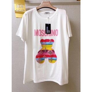 เสื้อยืดแขนสั้น Moschino ลายหมี ตอกหมุดเพชร