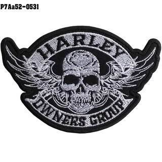 อาร์มติดเสื้อ HARLEY DAVIDSON ลายหัวกะโหลก อาร์มติดเสื้อฮาเล่ย์ หัวกะโหลก อาร์ม HARLEY DAVIDSON OWNERS GROUP